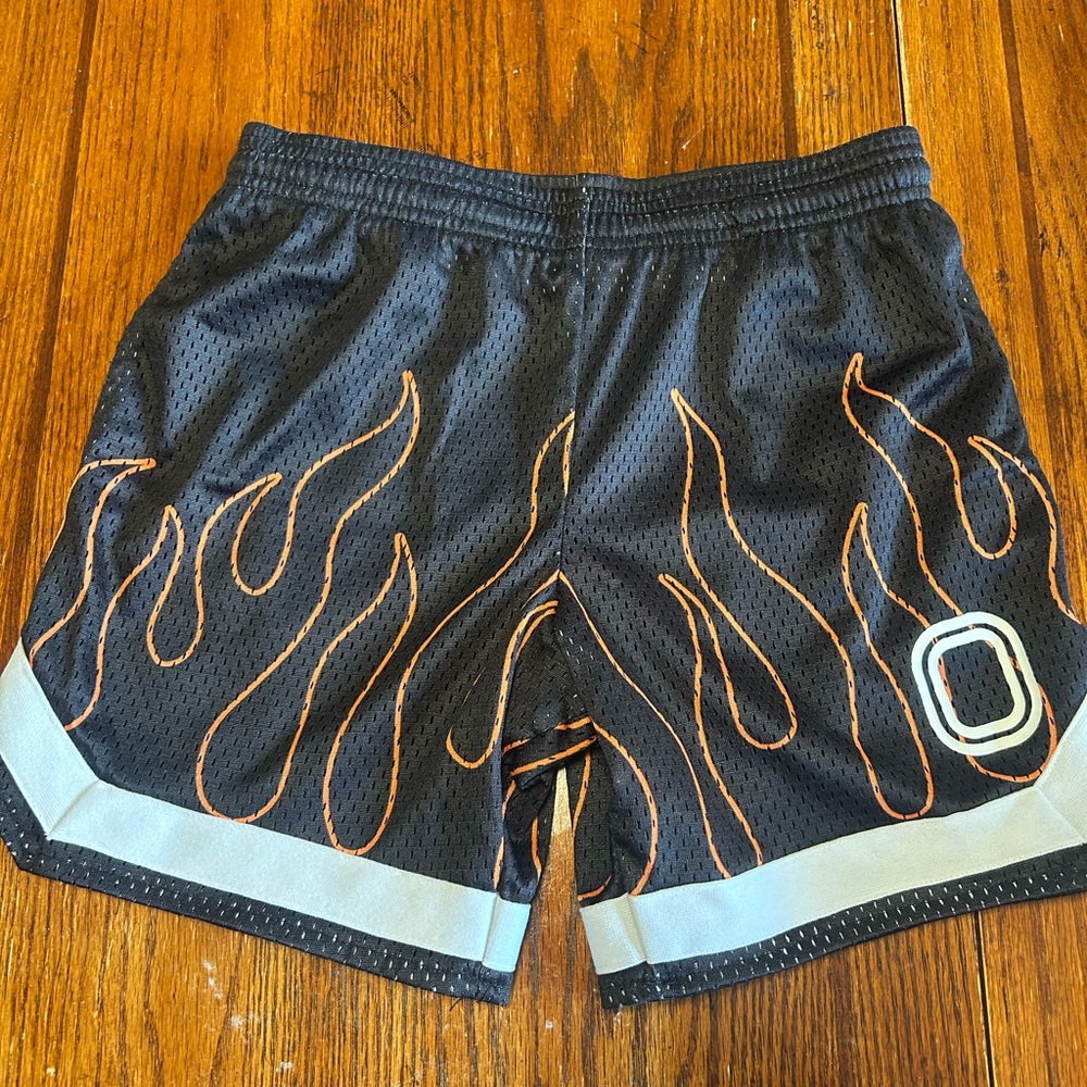 Athletic Black and Orange Flame Men's Shorts